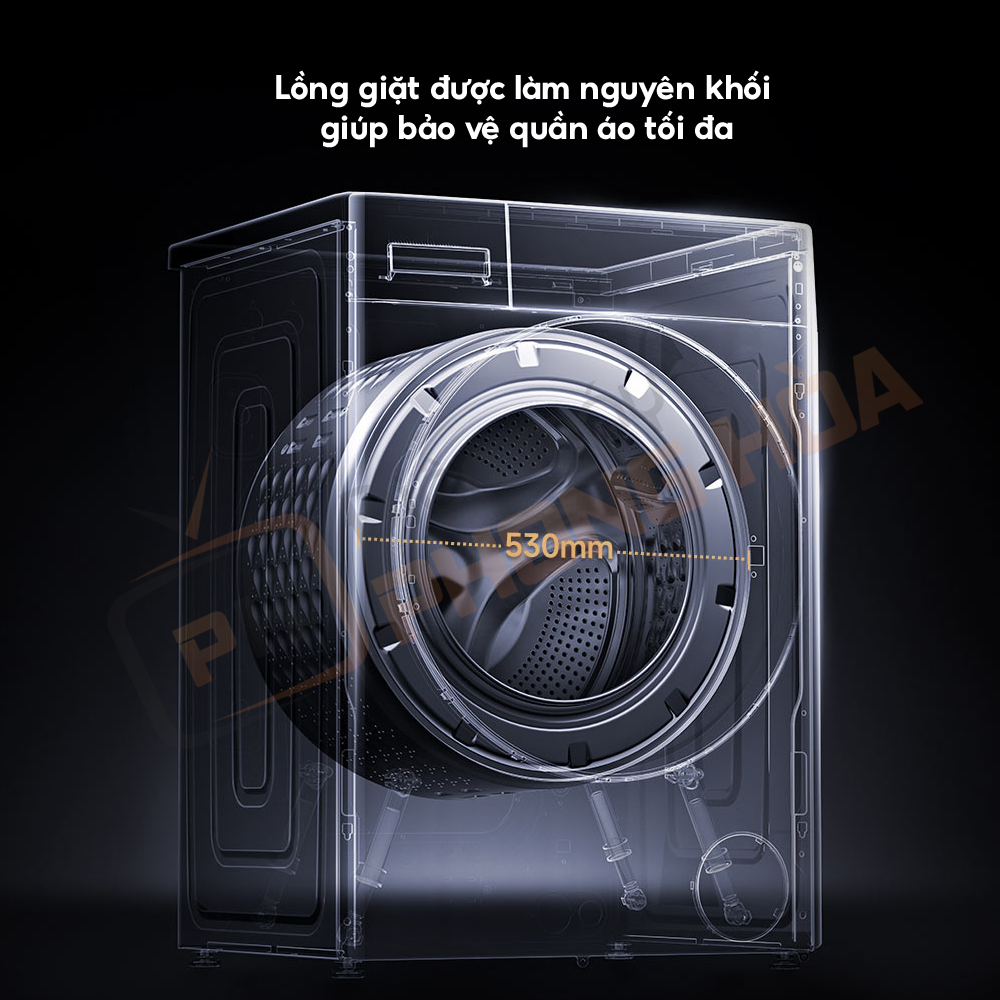 Lồng giặt được thiết kế nguyên khối bảo vệ đồ giặt