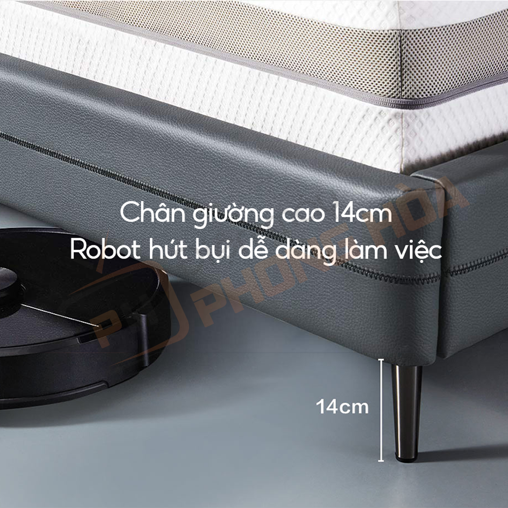 Chân giường cao 14cm không làm ảnh hưởng đến robot khi dọn dẹp