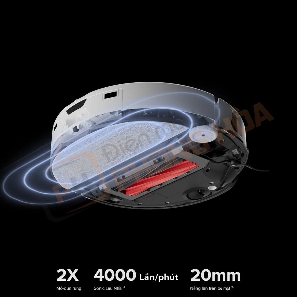 Roborock S8 Pro Maxv Ultra chà tốc độ cao lên đến 4000 lần/phút và nâng giẻ lên đến 20 mm