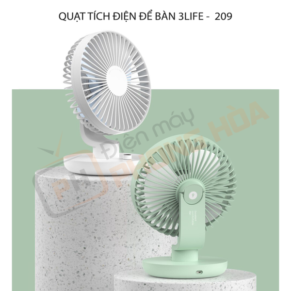 Quạt Tích Điện Để Bàn 3Life 209