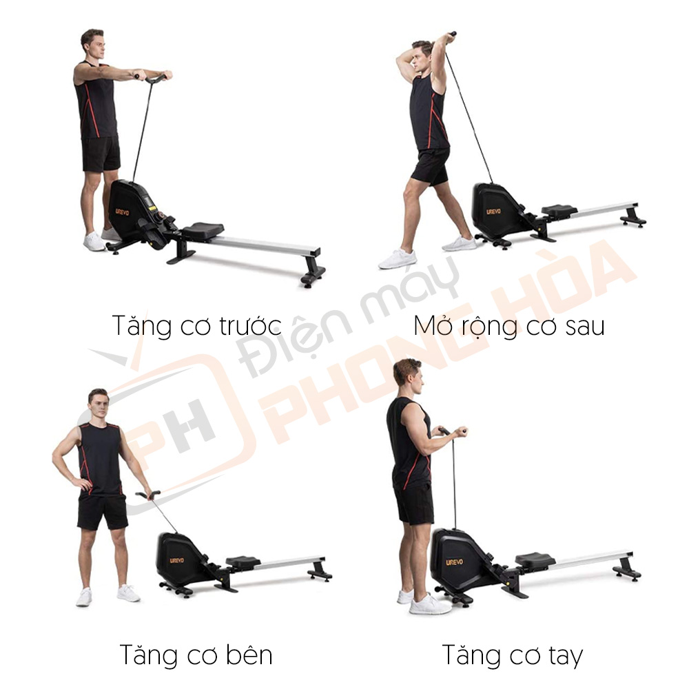 Các bài tập tăng cơ với Urevo Folding Rower