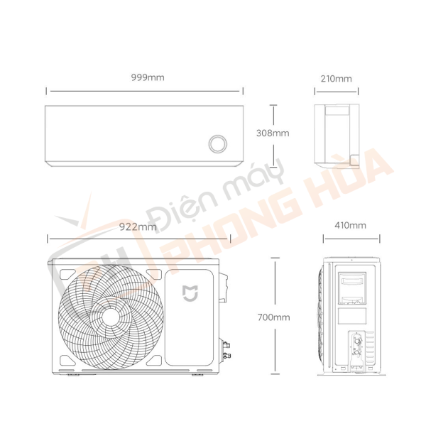 Kích thước của điều hòa