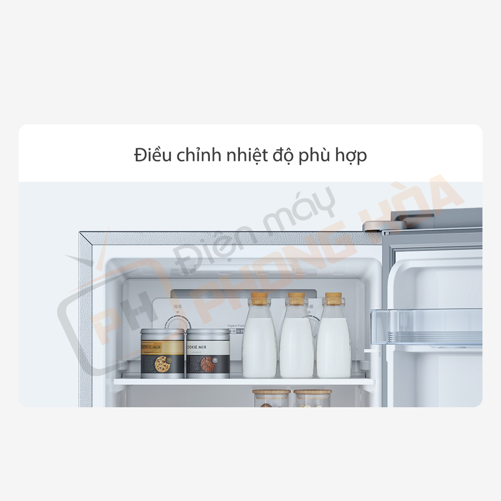 Với việc các kệ có thể điều chỉnh độ cao, tủ lạnh Xiaomi Mijia 216L cho phép bạn lưu trữ các loại thực phẩm và đồ uống với kích thước đa dạng