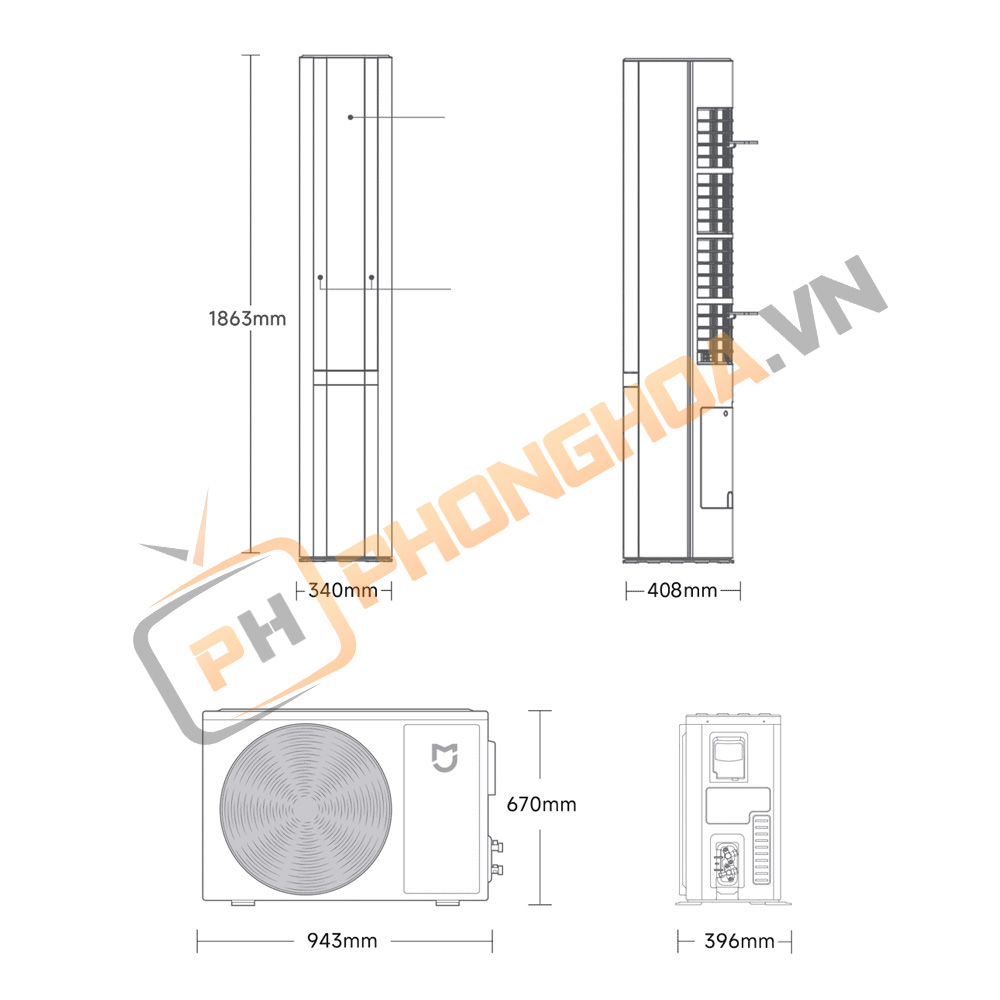 Điều hòa cây (máy lạnh) 2 chiều Xiaomi Mijia Pro KFR-72LW-NA11/M3A1 - 3HP/27000BTU Model 2025