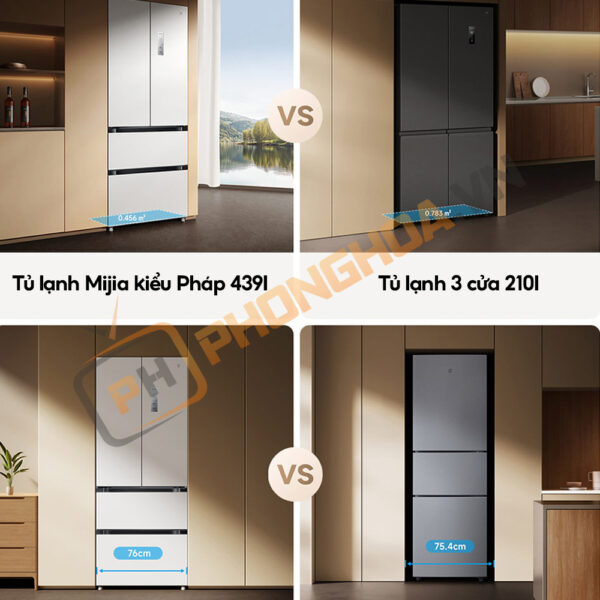 Tủ lạnh 4 cánh kiểu Pháp Xiaomi Mijia 439L