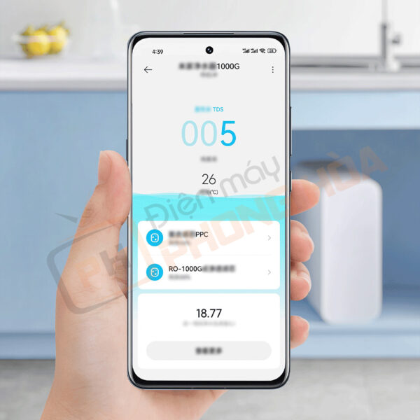 Kết nối App Mijia nhắc nhở tuổi thọ của lõi lọc