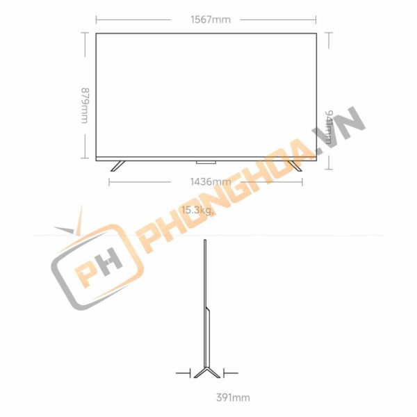 Kích thước Smart Tivi Redmi A Pro 70 inch 2025