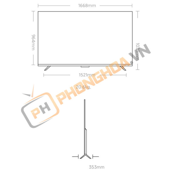 Kích thước Smart Tivi Redmi A Pro 75 inch