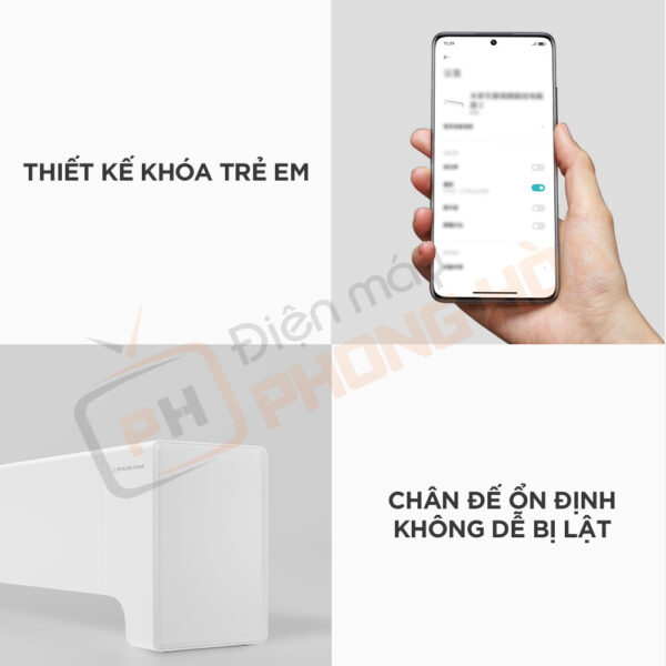 Thiết kế khóa trẻ em và chân đế chống lật