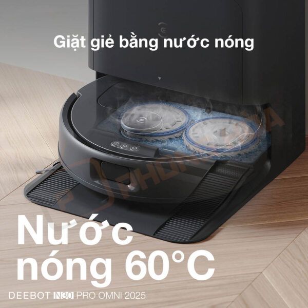 Ecovacs Deebot N30 Pro Omni giặt giẻ bằng nước nóng