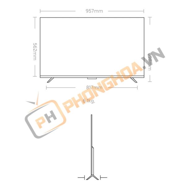 Kích thước Smart Tivi Redmi A Pro 43 inch 2025