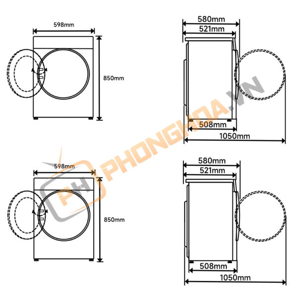 Kích thước Máy sấy Xiaomi Mijia MJ103 H100MJ103 10kg