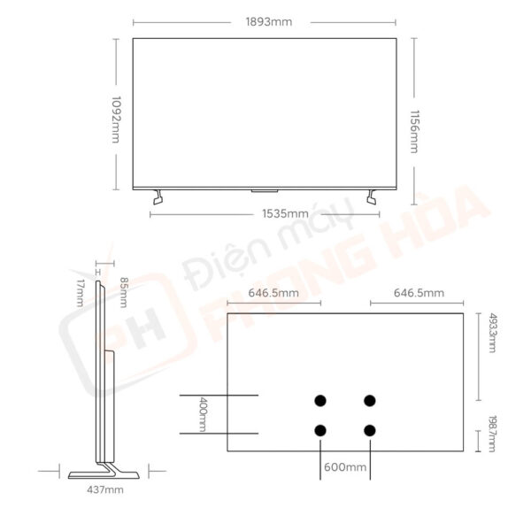 Tivi Xiaomi S Pro Mini LED 85 inch 2025