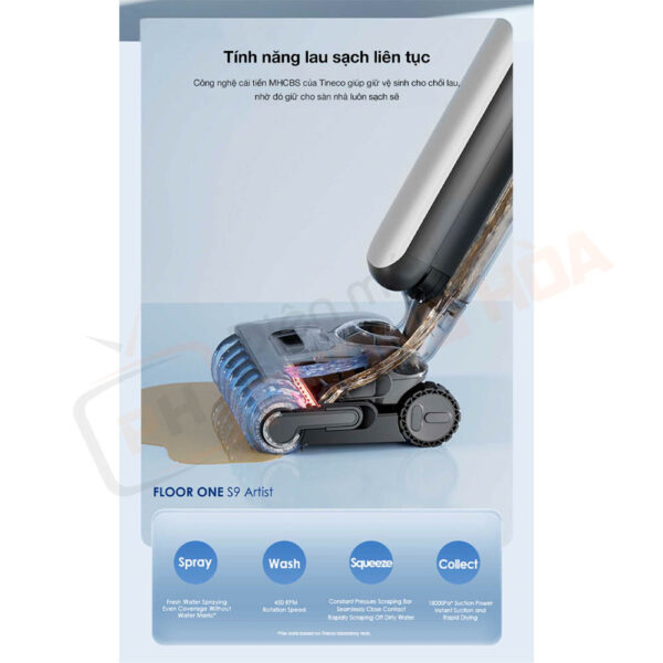 Công nghệ Tineco MHCBS™, tạo khả năng làm sạch chổi tức thì 