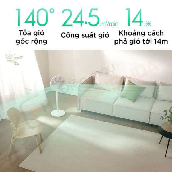 Góc xoay 140°, thiết kế 7 cánh quạt tối ưu