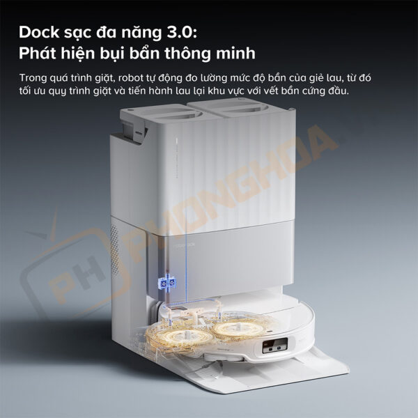 Robot Roborock Qrevo EdgeT còn có khả năng phát hiện khu vực có vết bẩn cứng đầu trên sàn