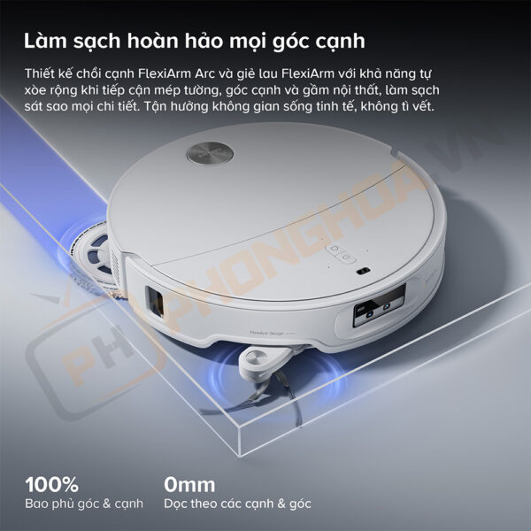Roborock Qrevo EdgeT di chuyển sát mép tường, loại bỏ bụi bẩn cứng đầu