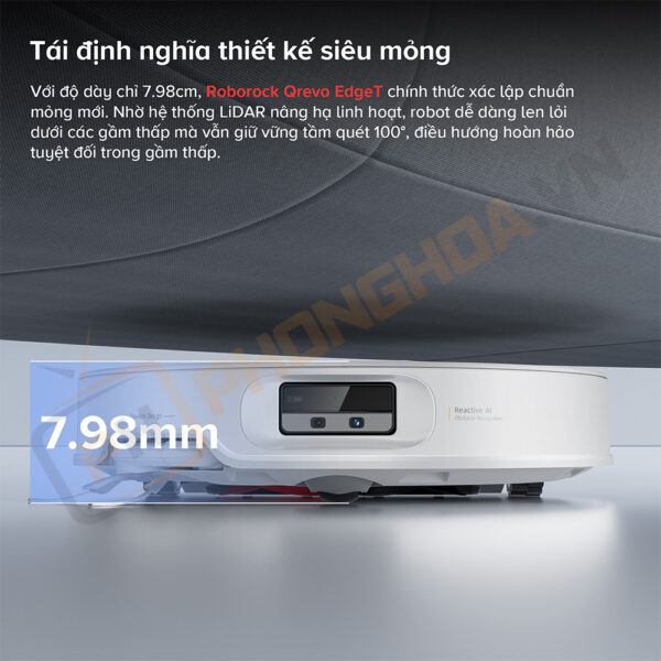 Roborock Qrevo EdgeT nổi bật với thân máy siêu mỏng chỉ 7.98cm