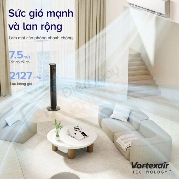 Góc xoay 90° kết hợp điều chỉnh hướng gió 60° làm mát hiệu quả mọi góc phòng