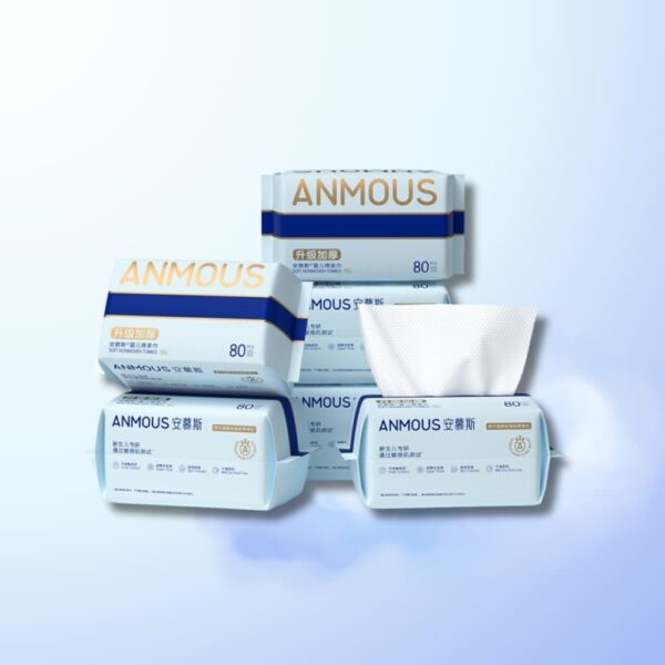 Khăn khô cao cấp Anmous Pro vân ngọc trai, dày mềm mịn, cho da nhạy cảm và trẻ nhỏ (80 tờ)