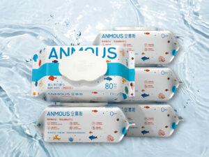 Khăn ướt Anmous nước biển Châu Âu tươi mát, khử mùi nhẹ – Vệ sinh tay, miệng, mông cho bé (80 tờ)