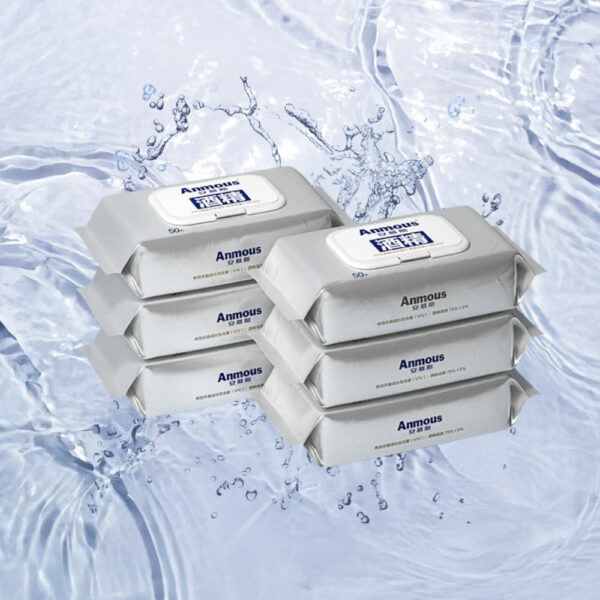 Khăn ướt khử trùng Anmous cồn 75% vệ sinh, diệt khuẩn, mềm mại thân thiện với da (50 tờ)