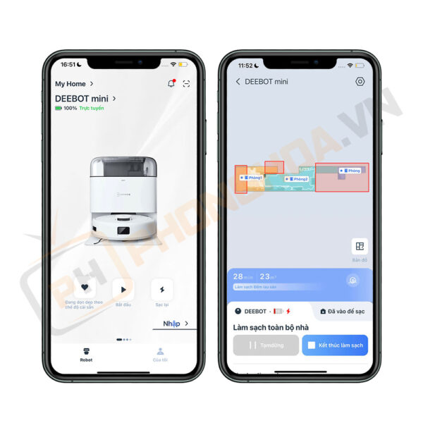 Điều khiển linh hoạt qua app Ecovacs Home
