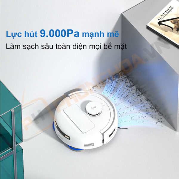 Lực hút mạnh 9.000Pa kết hợp hệ thống lau xoay