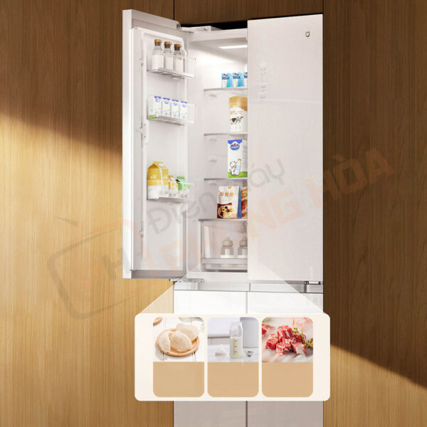 Ngăn linh hoạt 3 chế độ, thiết kế kín độc lập – bảo quản cá, thịt, rau củ tối ưu.