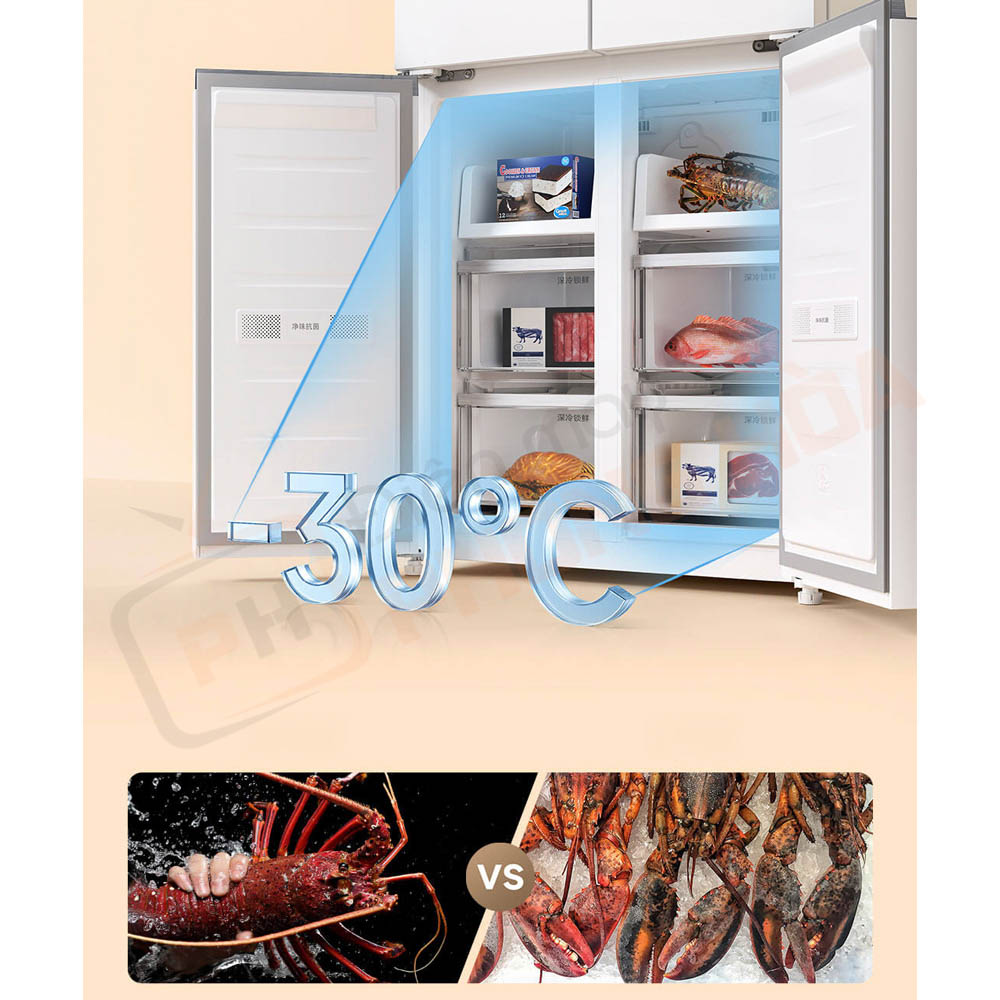 tu lanh 4 canh xiaomi mijia 439l 15 Chế độ đông sâu -30°C, làm lạnh nhanh, giữ trọn hương vị và dinh dưỡng thực phẩm