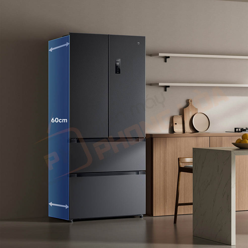tu lanh 4 canh xiaomi mijia 513l pro 3 Thân máy siêu mỏng 60cm linh hoạt lắp đặt, tối ưu không gian bếp.
