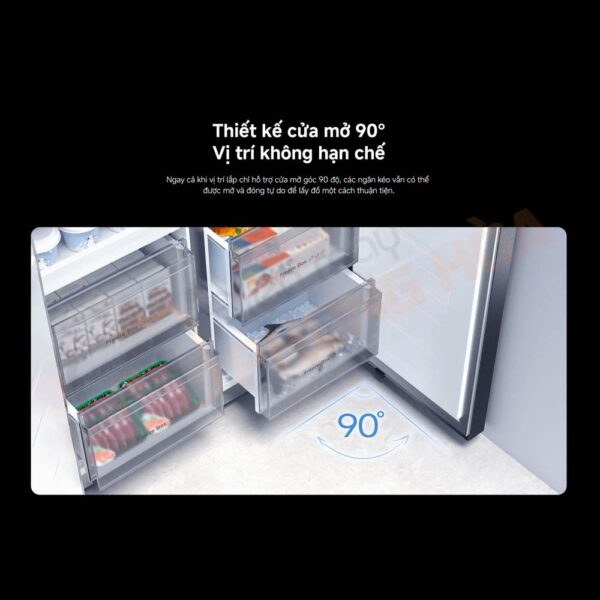 Cửa mở 90° tiện lợi, kéo ngăn thoải mái dù đặt sát tường.