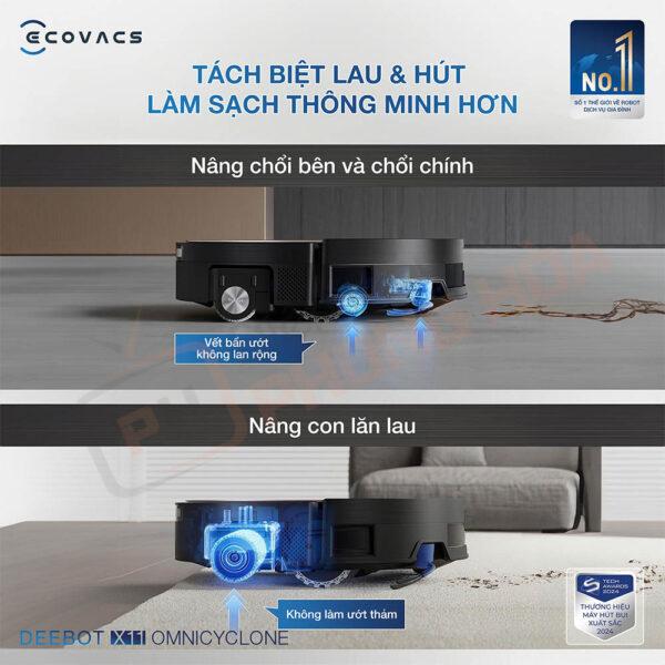 Triple Lift tách biệt khô & ướt, làm sạch thích ứng mọi tình huống