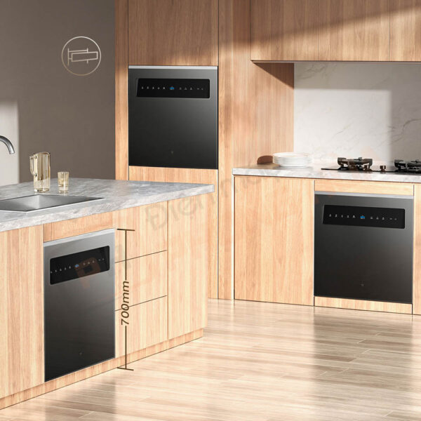 Thiết kế âm tủ với chiều cao máy 700mm