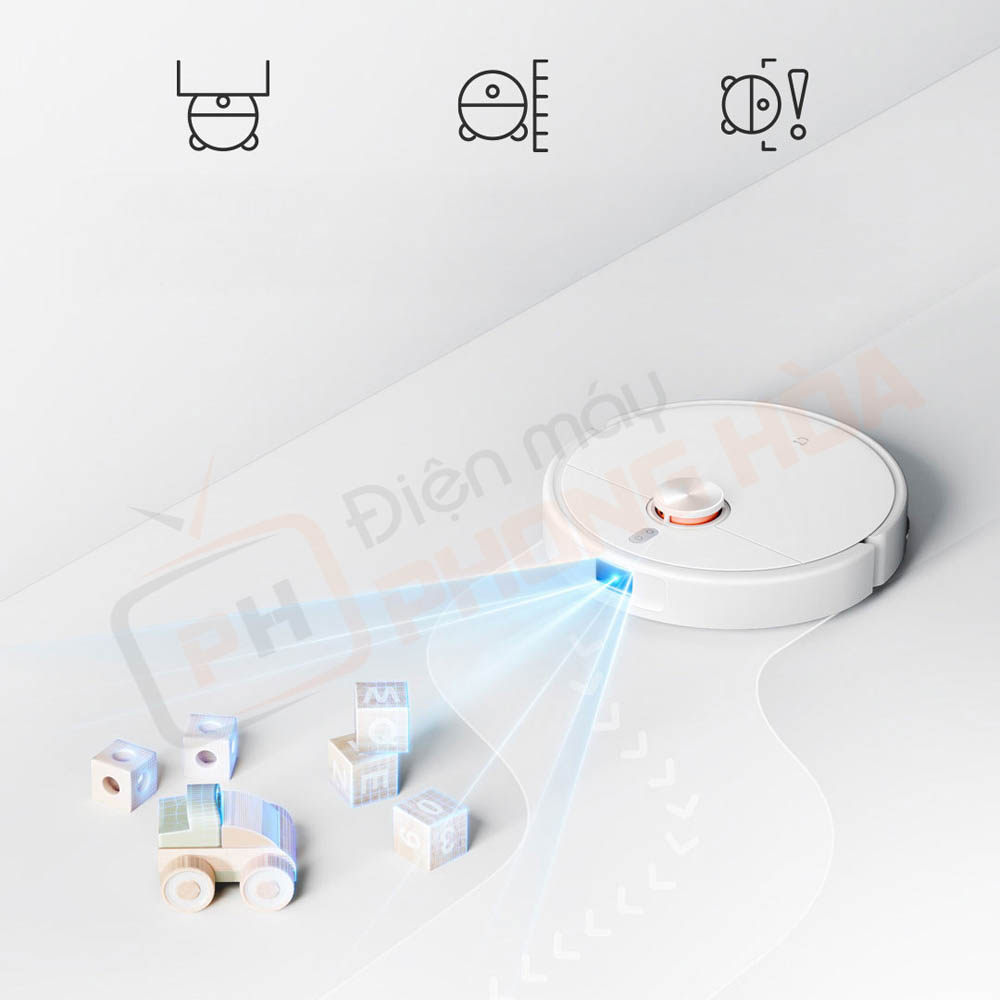 robot hut bui lau nha xiaomi mijia 5c 15 Góc quét laser siêu rộng 129°, độ chính xác cỡ milimet
