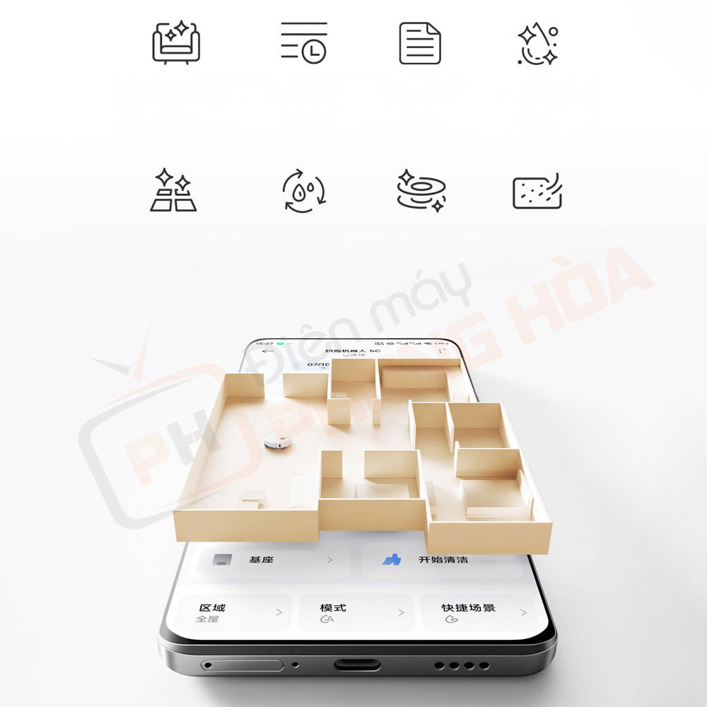 robot hut bui lau nha xiaomi mijia 5c 17 Kết nối ứng dụng Mi Home, cá nhân hóa lộ trình làm sạch