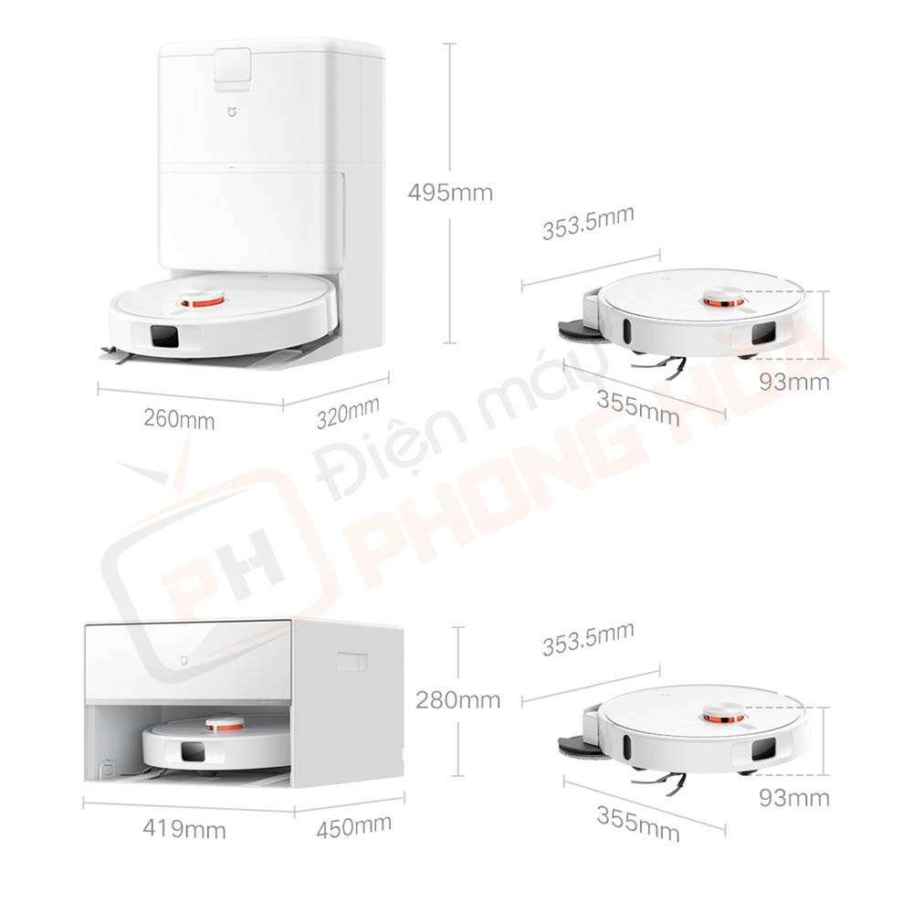 robot hut bui lau nha xiaomi mijia 5c 19 Kích thước của Robot hút bụi lau nhà Xiaomi Mijia 5C