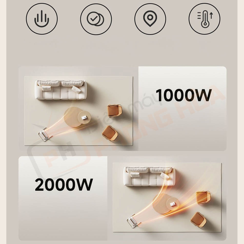 may suoi di dong sothing 6 2 cấp gió ấm với 2 mức công suất, sưởi ấm chính xác