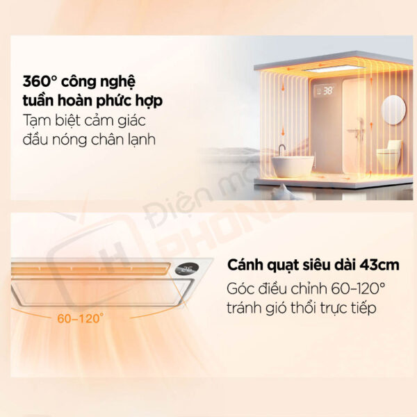 Công nghệ tuần hoàn 360° kết hợp cánh quạt siêu dài 43cm