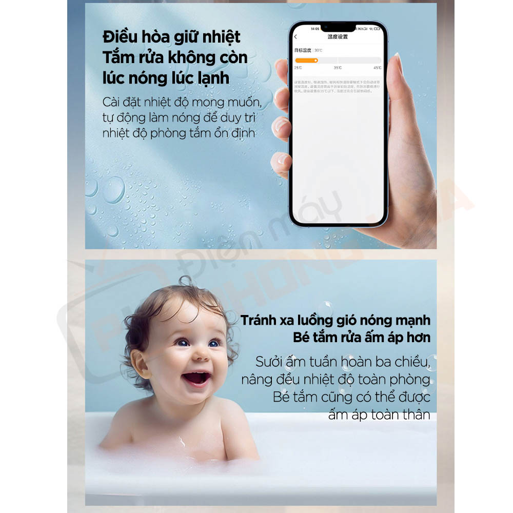 may suoi nha tam yeelight z10 max 14 Giữ nhiệt thông minh, phù hợp cho cả gia đình