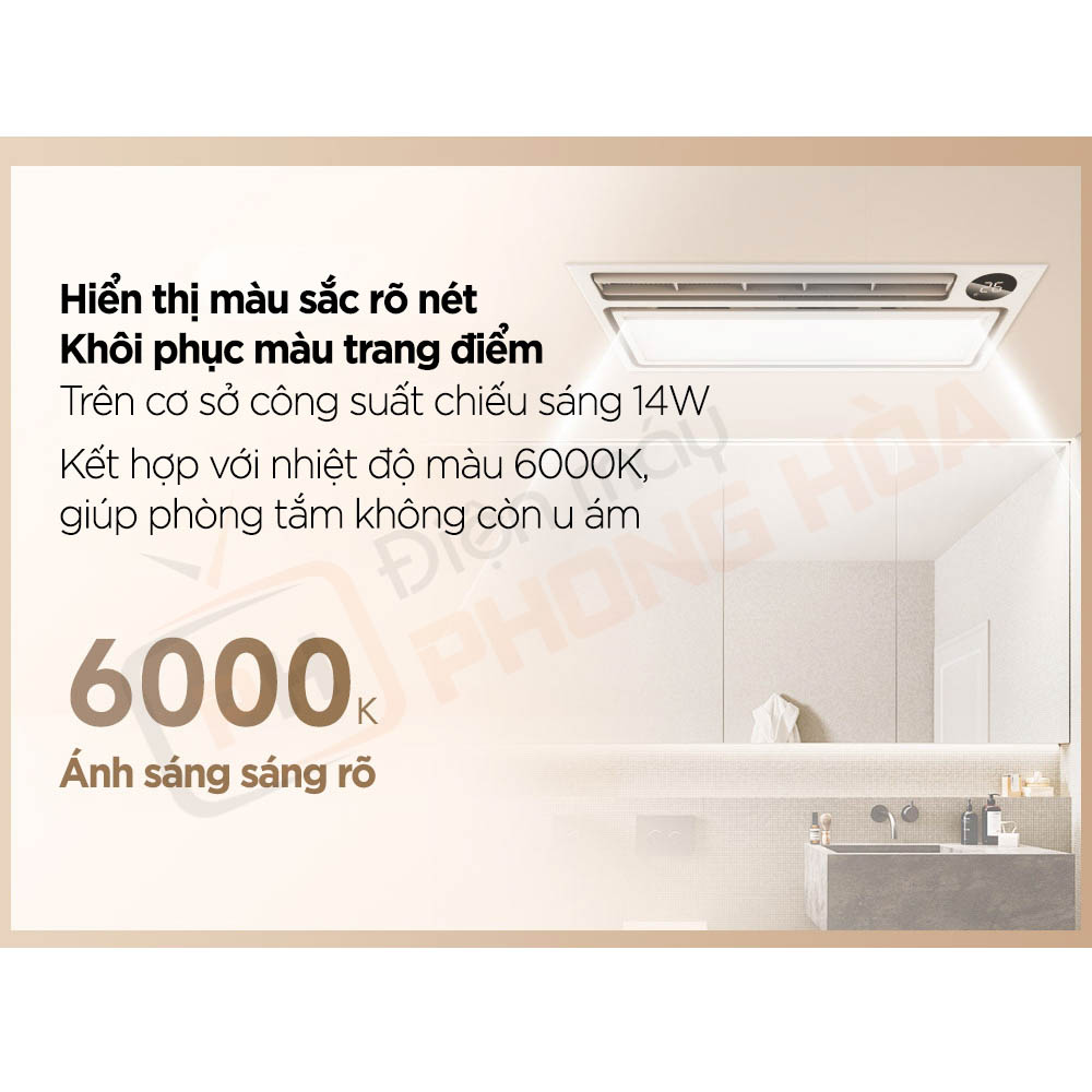 may suoi nha tam yeelight z10 max 16 Công suất chiếu sáng 14W kết hợp với nhiệt độ màu 6000K