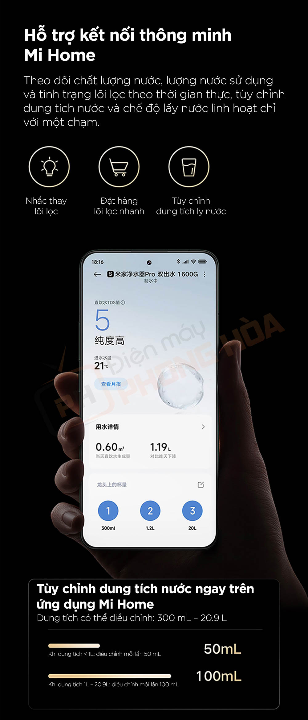 may loc nuoc xiaomi pro 1600g 15 Máy lọc nước Xiaomi Pro 1600G