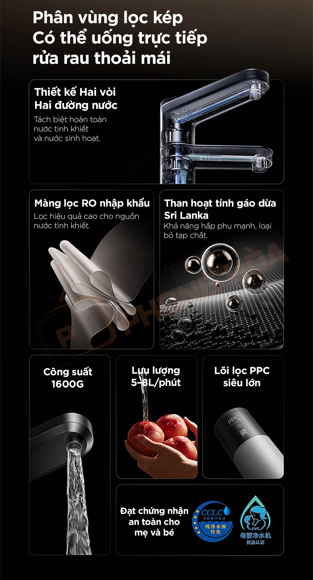 may loc nuoc xiaomi pro 1600g 2 Máy lọc nước Xiaomi Pro 1600G