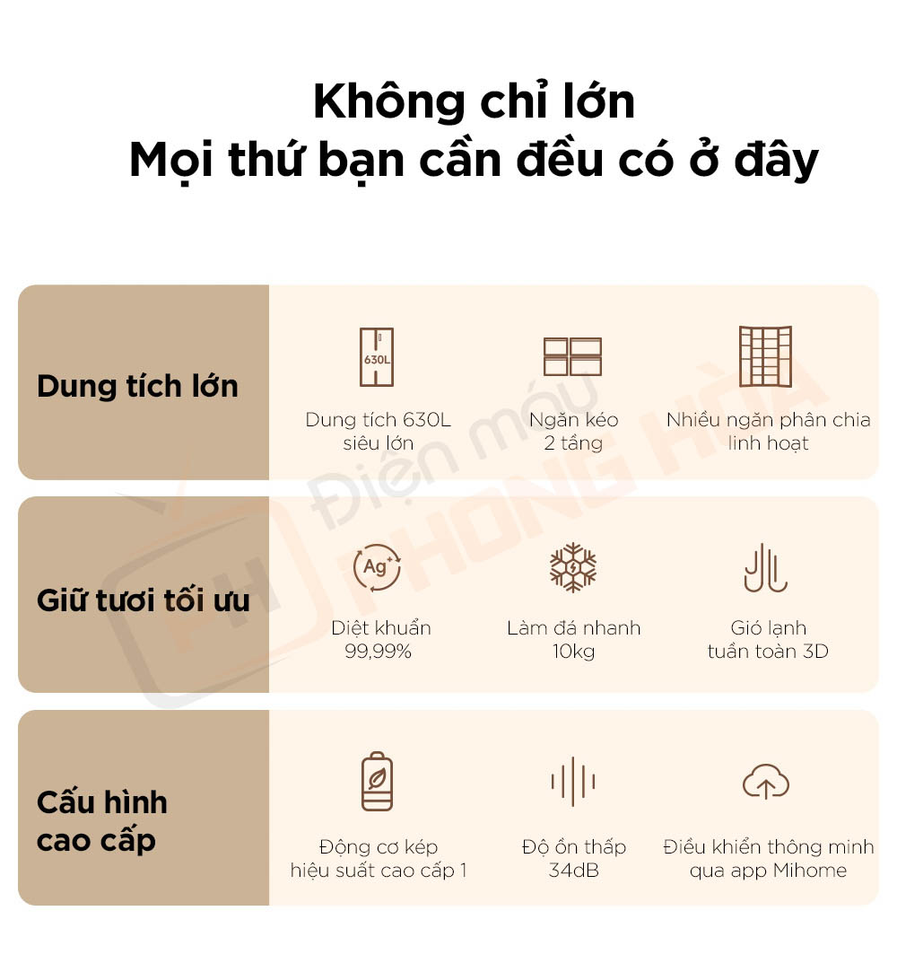 tu lanh 2 canh 630l 2 Tủ lạnh xiaomi mijia 630l