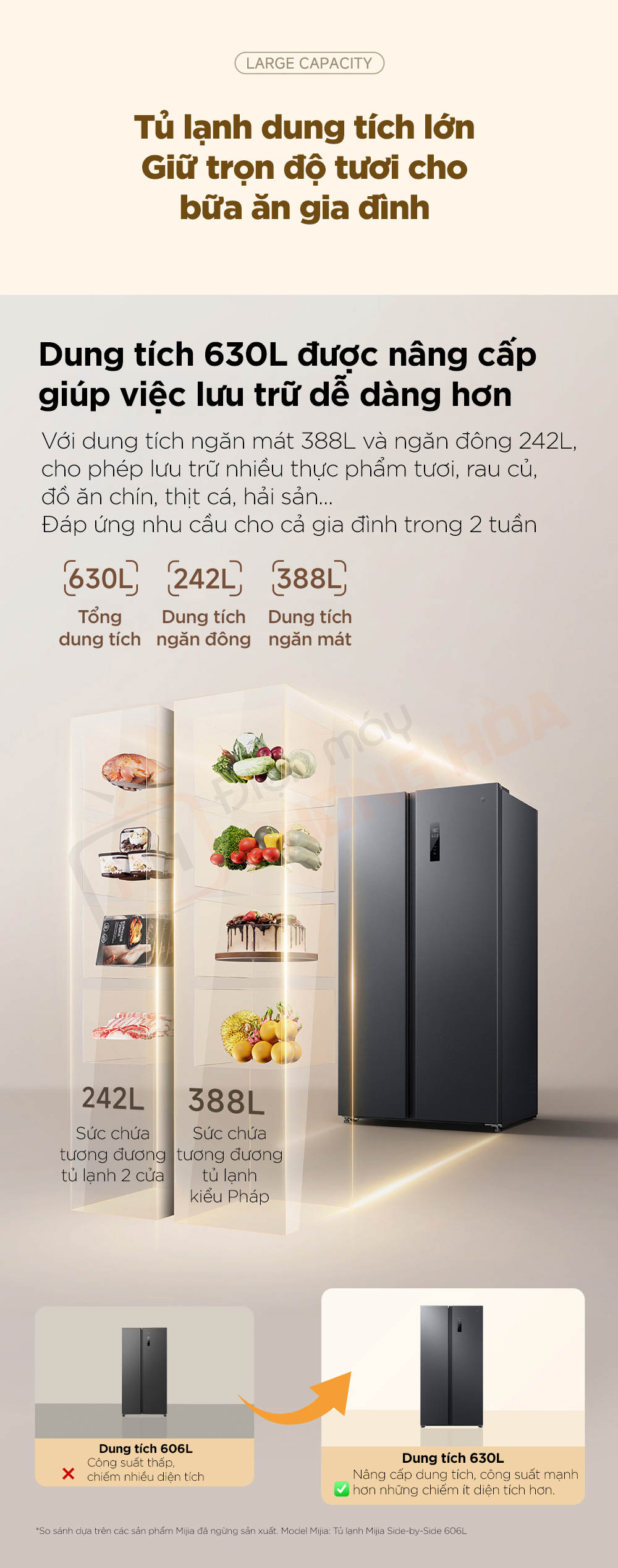 tu lanh 2 canh 630l 3 Tủ lạnh xiaomi mijia 630l có nhiều ngăn