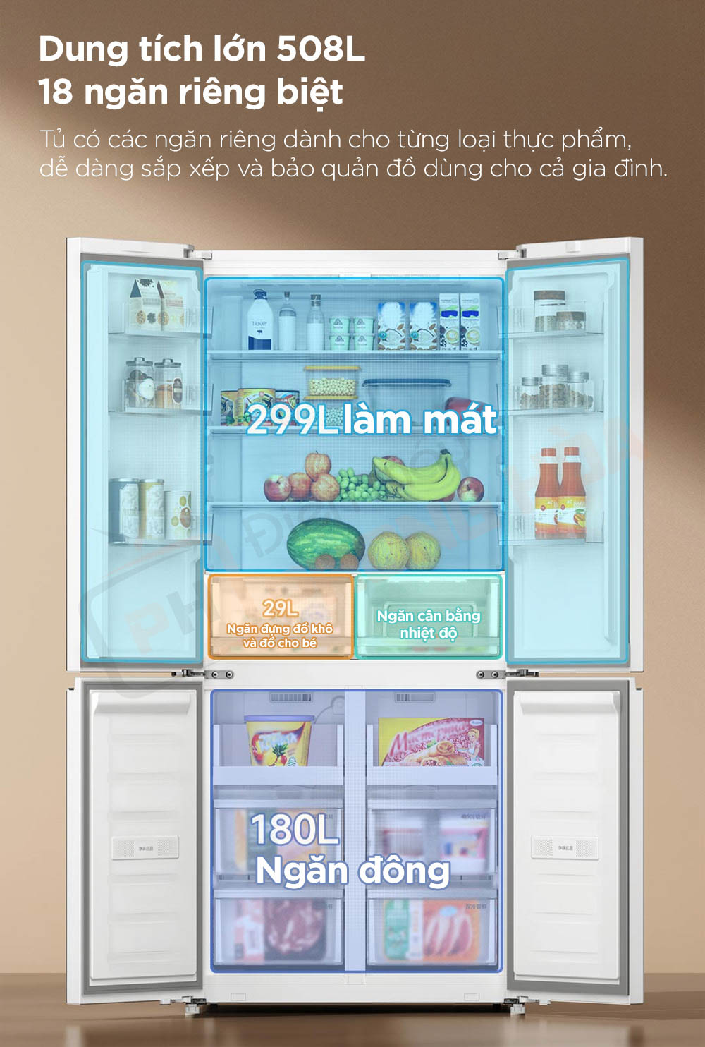 xiaomi mijia 508l 12 Tủ lạnh 4 cánh Xiaomi Mijia 508L BCD-508WGBI