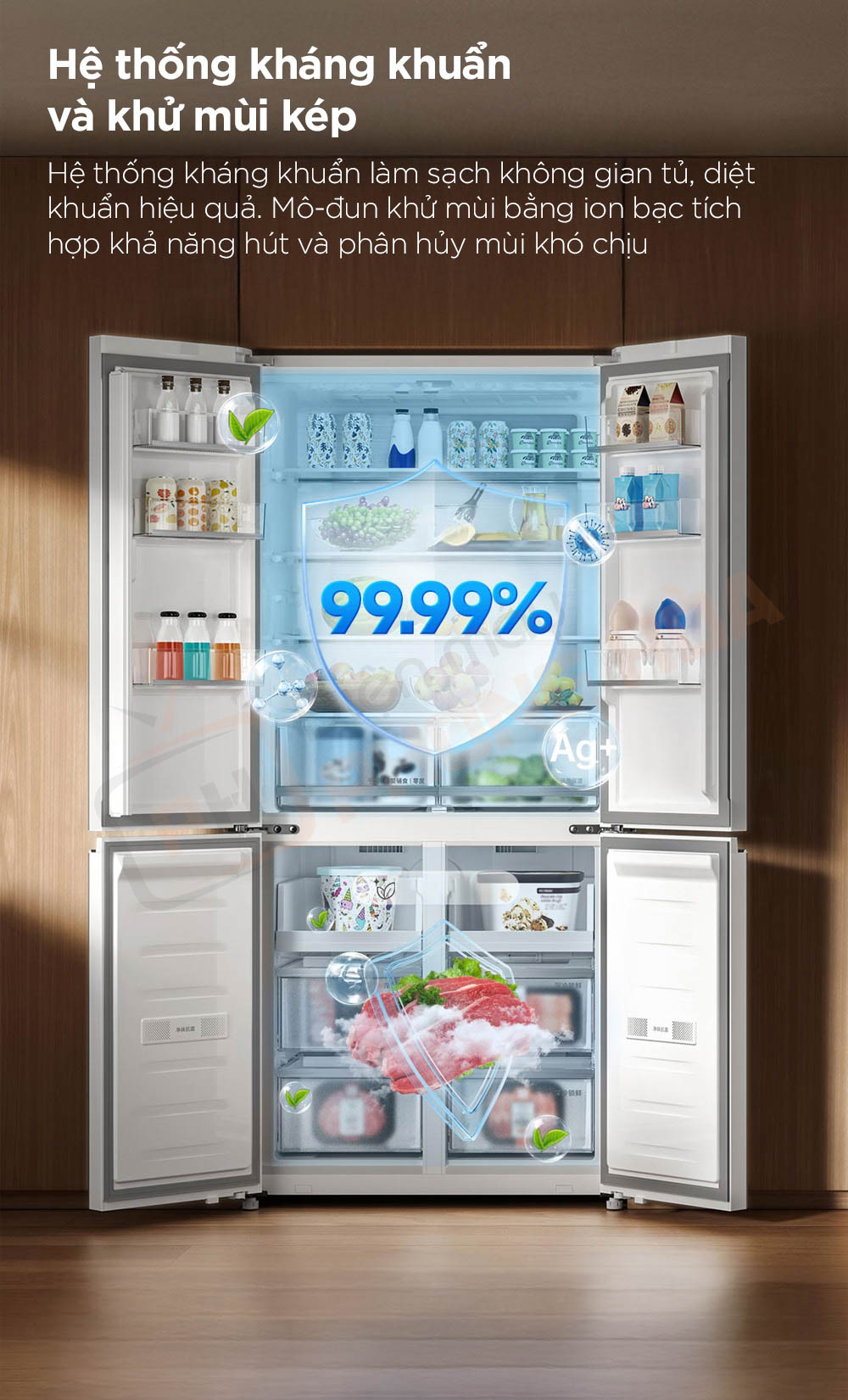 xiaomi mijia 508l 13 Tủ lạnh 4 cánh Xiaomi Mijia 508L BCD-508WGBI