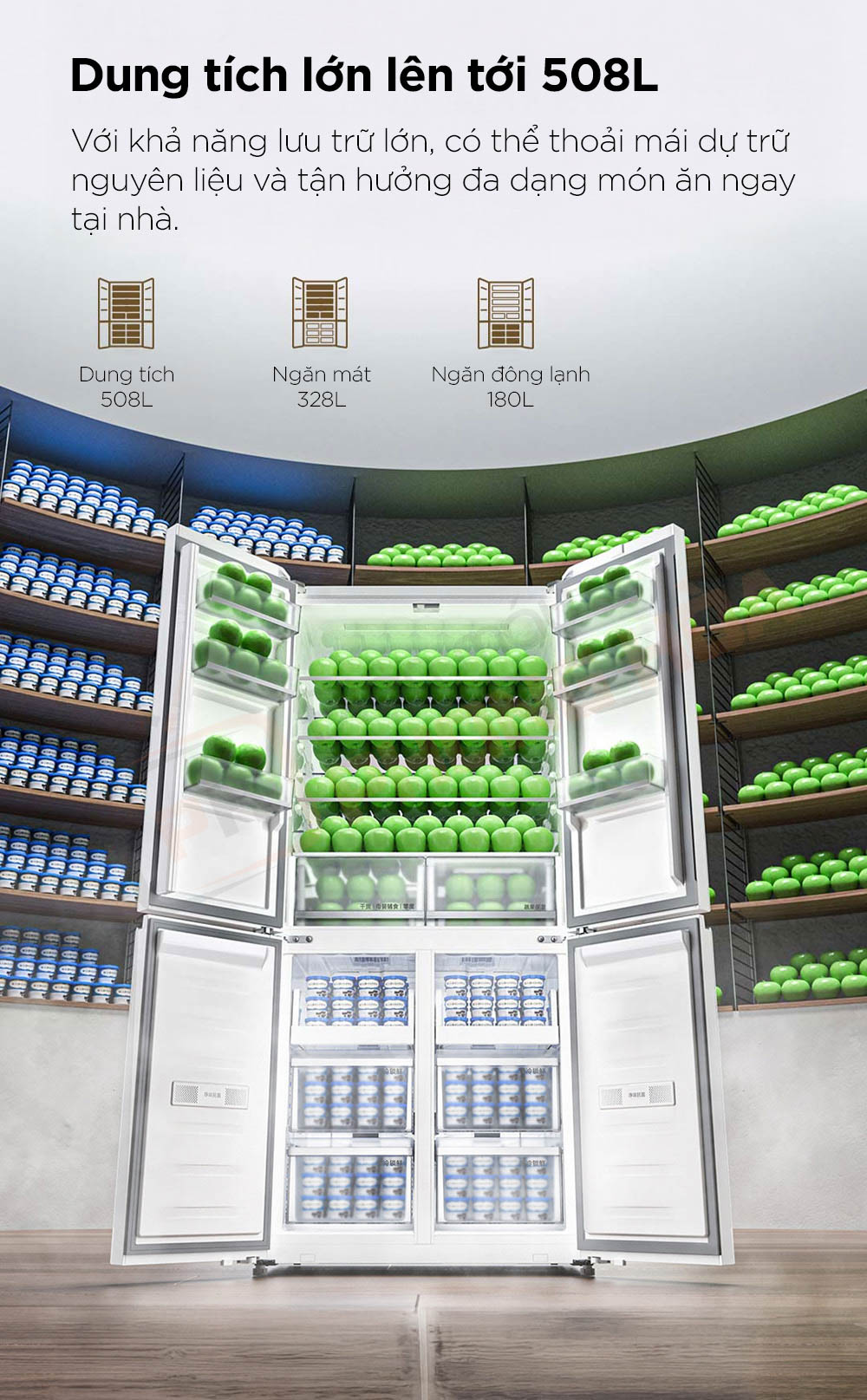xiaomi mijia 508l 6 Tủ lạnh 4 cánh Xiaomi Mijia 508L BCD-508WGBI