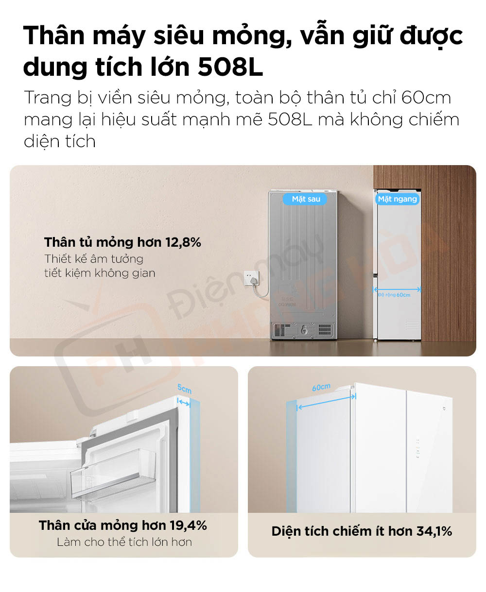 xiaomi mijia 508l 7 Tủ lạnh 4 cánh Xiaomi Mijia 508L BCD-508WGBI