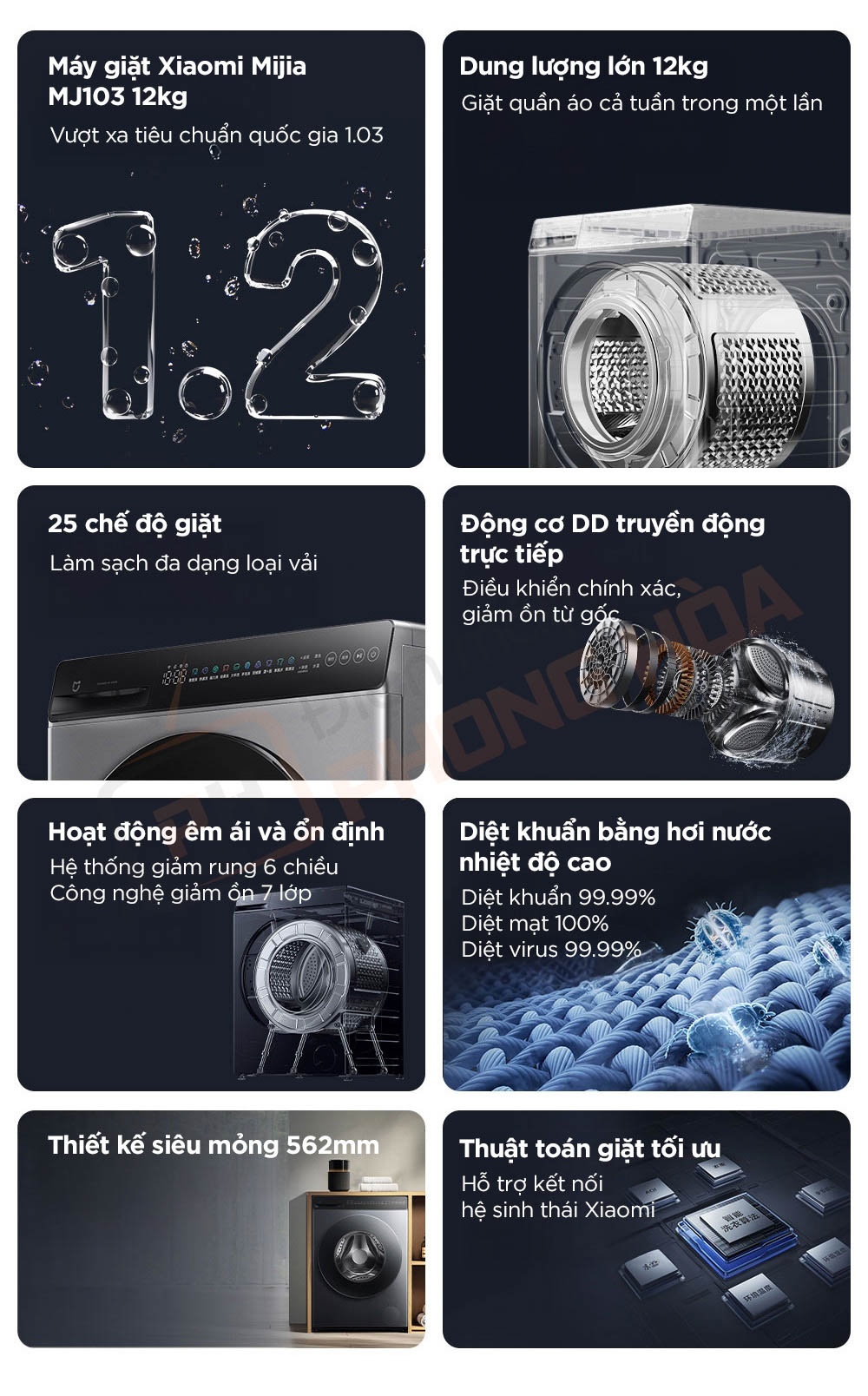 may giat mj 103 2 Đặc điểm nổi bật của máy giặt MJ103 12kg